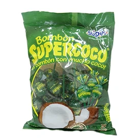 BOMBON SUPERCOCO COCONUT CANDY LLOLYPOPS BAG OF 24 EL BOMBON Con Mucho Sabor