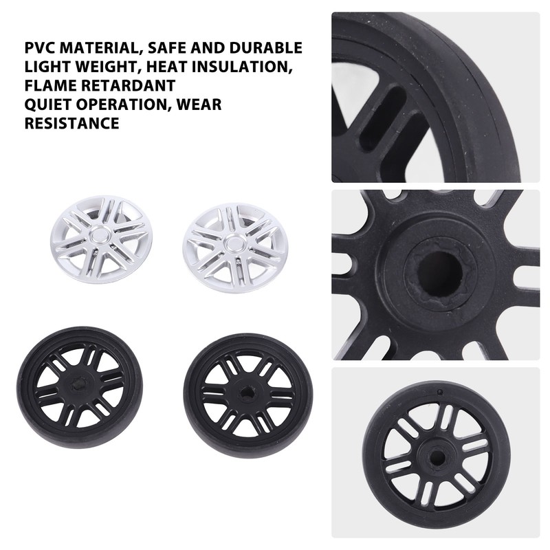 4 Sets Suitcase Repair Wheels with Covers PVC Wheel Casters