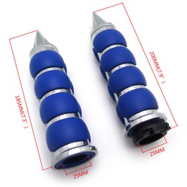 XKMT-Billet Rubber 1" 25mm Handlebar Grips Compatible With Harley XL Sportster 883 1200 Chrome Blue [B01N53MDVW]