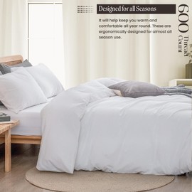 SGI bedding 3 Piece King/Cal King Size Duvet Cover - 600 Thread Count, 1 Duvet Cover 2 Pillows Covers, Premium, Soft, Cooling & Breathable Duvet Cover, Zipper Closure and Corner Ties - White