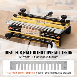 Happybuy Dovetail Jig,12 in Width,Dove Tailing Router Jigs with Router Bit & 1/2” Template, Precise Alignment Dove Tail Jig, Mortise and Tenon Jig Woodworking Tools for Furniture & Wood Cabinet Making