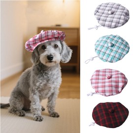 SEIS - Gorro de béisbol de 3 piezas para perro, diseño de artista francés, para fiesta, cumpleaños, boda, foto (S, rayas)
