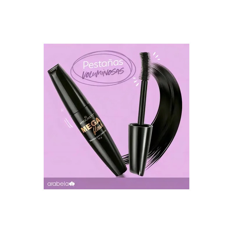 Mascara Para Pestañas Mega Lash Amourett Arabela Color Negro