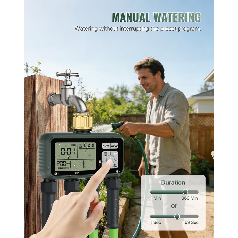 WILAWELS 4 Zone Brass Sprinkler Timer, Garden Hose Timer, Automatic