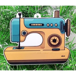 Generic Sewing Machine Ornament, Decorative Hanging Ornament, 3 Inches, Yellow, Plastic, Unisex, All Seasons, Retro, Sewing Machine, Adult