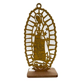 Lady Guadalupe Religious, Maria Guadalupe, Holy Virgin Mary Virgin of Guadalupe Wooden Religious Centerpiece (12 inches) Cross Baby Shower Communion Wedding Party Decoration -12 Pieces - Gold Glitter