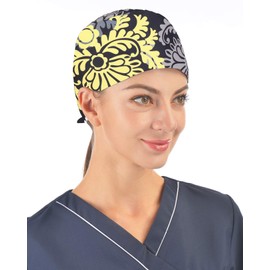 Kousenpu Adjustable Working Caps with Sweatband, Cute Printed Scrub Cap for Women/Men