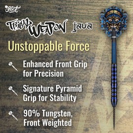 Shot! | Tribal Weapon Darts | Steel Tip Darts Set | 90% Tungsten | Java | Front Weighted | Professional Darts | Metal Tip Darts for Bristle Dartboard | Available in Multiple Weights (25, Grams)