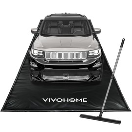 VIVOHOME Containment Mat (7'9" x 18') with Stay Put Corner, PVC Garage Mats for Floor, Heavy Duty Garage Parking Mat with a Squeegee