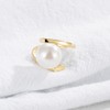 SWJEWEL 925 Sterling Silver Pearl Ring Gold Plated Hollow Design