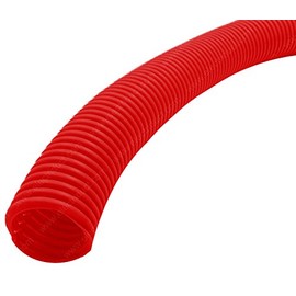 Electriduct Split Wire Loom Tubing Polyethylene Corrugated Flexible Conduit - 1" Nominal Size - 10 Feet - Red