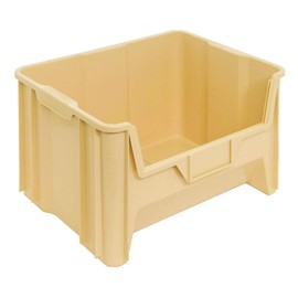 Hudson Exchange 20" x 15" x 12.5" (1 Pack) Plastic Giant Stackable Hopper Bin Container, Tan