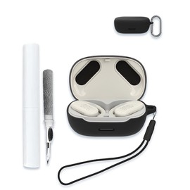 Case for JBL Endurance Peak 3 - True Wireless Headphones, Soft Silicone Protective Portable Scratch Shock Resistant Hard Shell with Cleaner Kit & Carabiner & Lanyard，Black