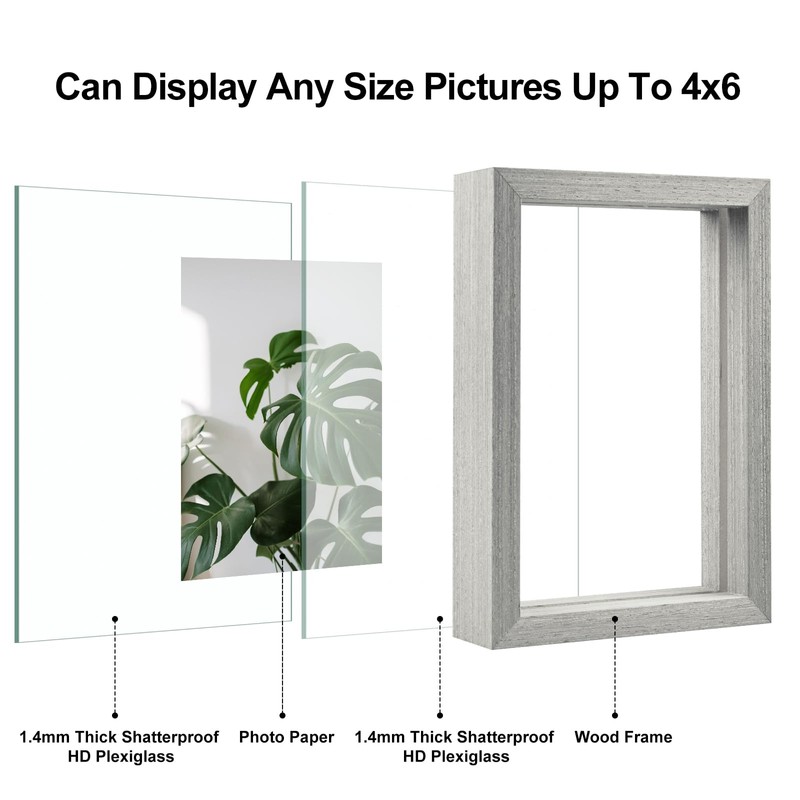 Egofine 8x10 Floating Frames Set of 2, Double Plexiglass Picture