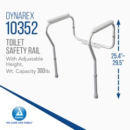Dynarex Toilet Safety Rail Frames Your Toilet to Provide Safe Assistance is Height and Width Adjustable with a Weight Capacity of 300 pounds, Silver, 1 Adjustable Height Toilet Safety Rail