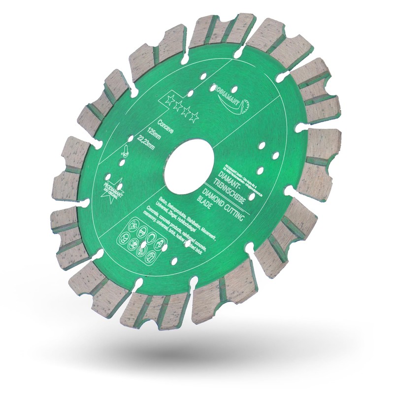 PRODIAMANT Premium Diamond Cutting Disc Concave Turbo 125 mm x