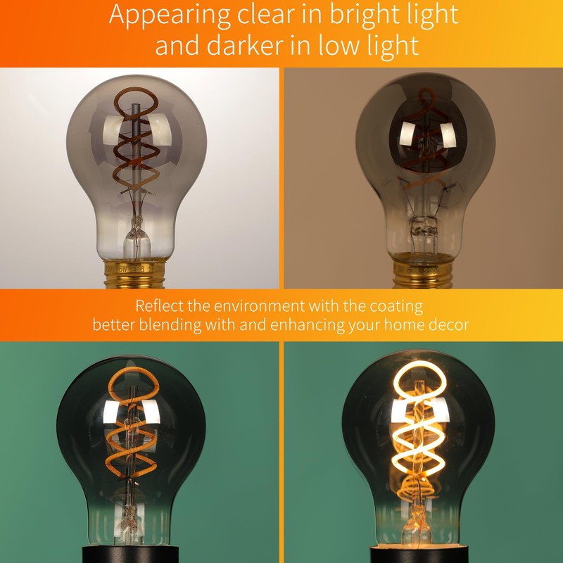 Decoaui Vintage Edison LED Light Bulbs A19, E26 Base, Dimmable