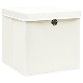 Storage Box Set of 4 White Non-Woven Fabric (100% Polyester), Home & Garden, Household Supplies, Storage & Organisation, Household Storage Boxes, 288350