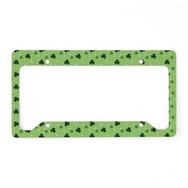 CafePress Shamrock Pattern License Plate Holder Aluminum License Plate Frame, License Tag Holder