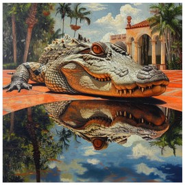 delobil Wooden Puzzles for Adults, Outdoor Alligator Jigsaw Puzzles 200 Pieces, 11.2x11.2in, Unique Shaped Cool Reptile Animal Wood Adult Puzzle, Best Gifts for Adults and Kids Family Game