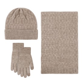 Mütze, Schal, Handschuhe, Damen, Herren, warm, Schnee, Mütze, Schal, Handschuhe, dreiteiliges Set, Skifahren, Outdoor, Strick, Herbst, Winter, Geschenkidee, kaki, One size
