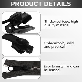 6pcs Zipper Repair Kit 3 Sizes Removable Zip Slider Puller Replacement Set Instant Zipper Rescue Fix for Zipper Luggage, Suitcase, Backpacks, Jackets, Jeans, Extension & Fixing, Black, No Tools Needed