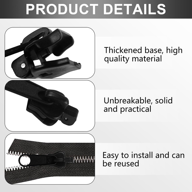 6pcs Zipper Repair Kit 3 Sizes Removable Zip Slider Puller