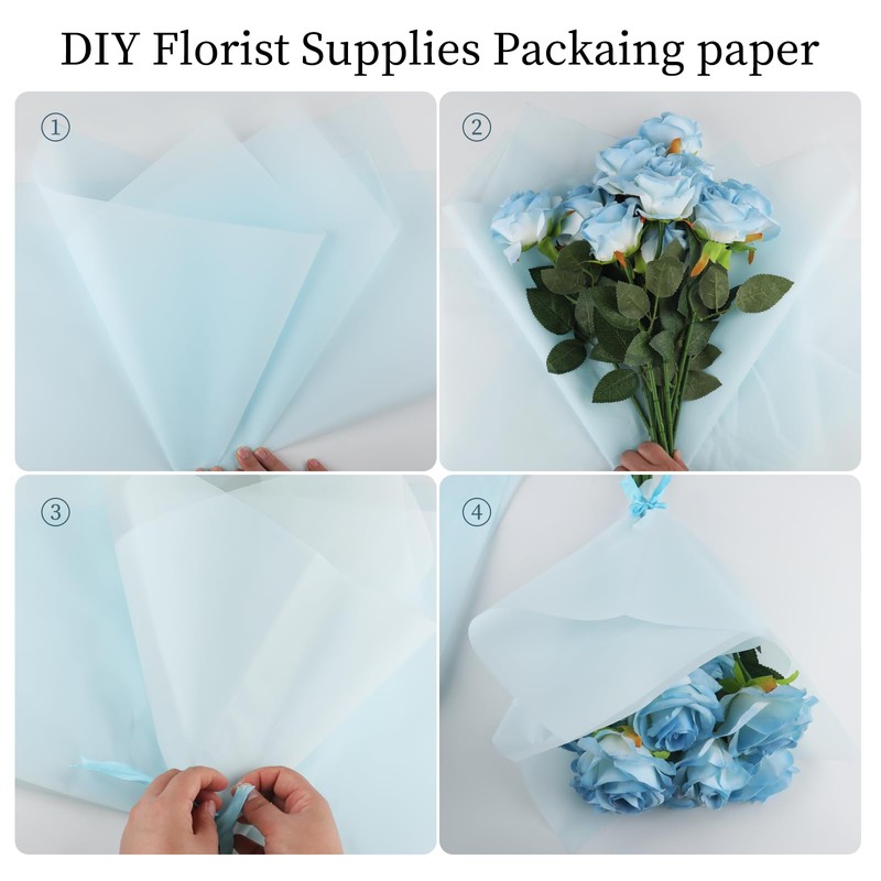 20 Sheets Matte Frosted Flower Bouquet Wrapping Paper,Double Sided Flower