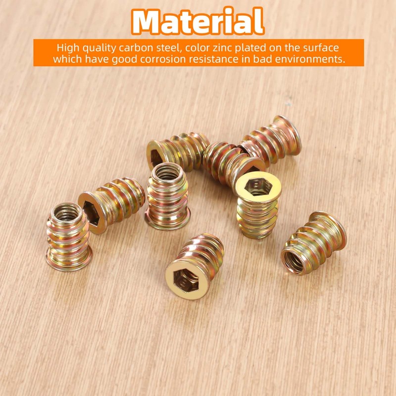1/4-20 x 20mm Wood Inserts Bolt Furniture Screw in Nut