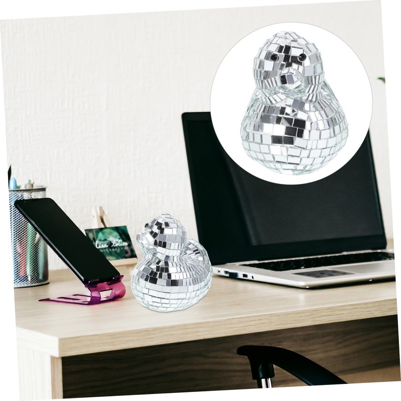 iplusmile Reflective Disco Ball Duck Ornament for Home Office for
