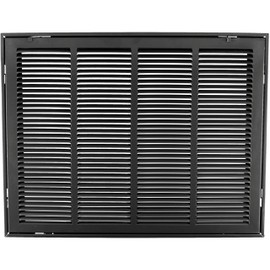 HVAC Premium 25" X 16" Steel Return Air Filter Grille for 1" Filter - Removable Face/Door - HVAC Duct Cover - Flat Stamped Face - Black [Outer Dimensions: 27 5/8" X 18 5/8"]