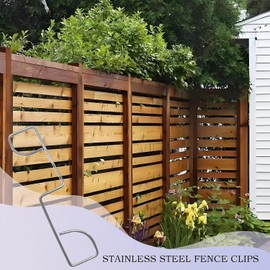 Fence Clips, 50 Pcs Stainless Steel Fence Panel Clips to Stop Rattling and Banging Fence Wedges for Outdoor Highway Sport Lawn Patio