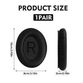 Replacement Cushion Compatible with Bose QC35 and QC35 II, Circumaural Helmet Leather Protein Foam Cushion Professional Ear Pads Compatible with Quiet Comfort 15 QC15 QC25 QC35 Ae2
