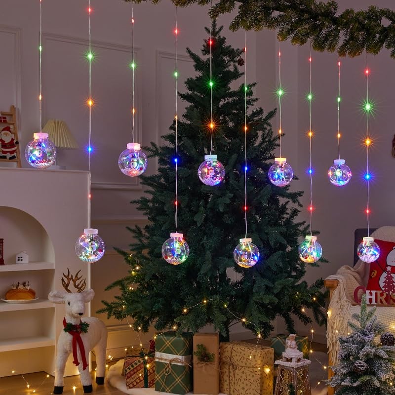 Frethind Wish Ball Curtain Lights: 118 in x 27.5 in