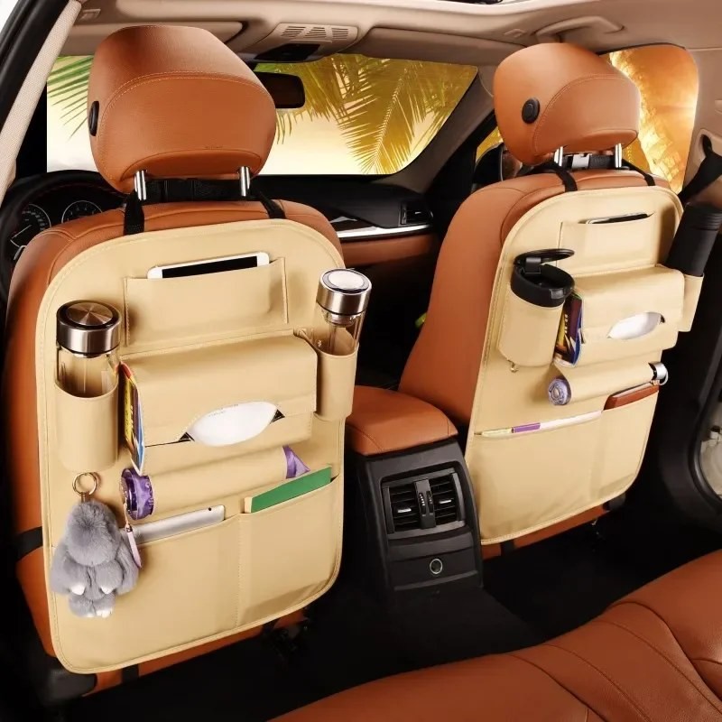OrganiMax Car Seat Organizer Back – Multi-Pocket PU Leather Storage,