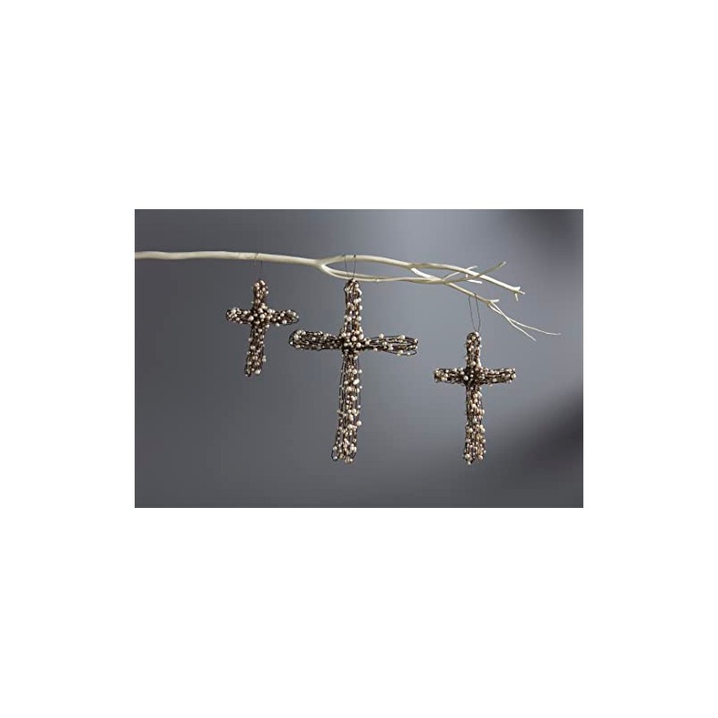 Mud Pie Beaded Wire Crosses, Brown