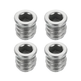 MECCANIXITY 4Pcs Threaded Inserts Nuts, M6x12mm Hex Socket Drive Nut Inserts for Wood - 304 Stainless Steel Screws Furniture Screw in Nuts Bolt Fastener Connector Wood