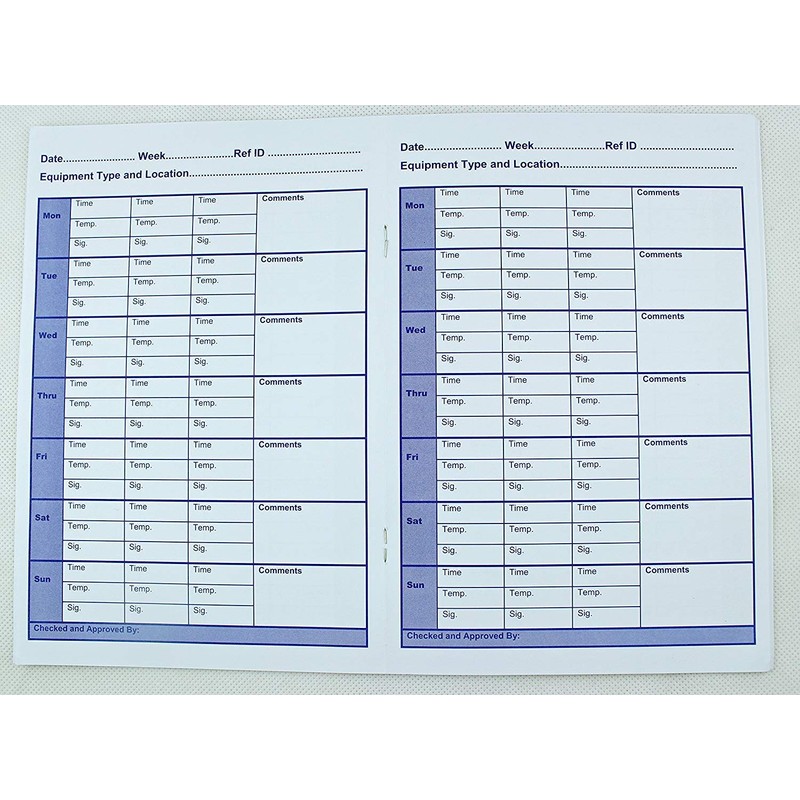 PACK OF 5 Hygi First Temperature Log Book A5 for