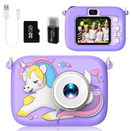 Kids Camera for 3-8 Years Old Toddlers Childrens Boys Girls Selfie Camera 20.0 MP HD 1080P IPS Screen Dual Digital Toy Camera for Kids Christmas Birthday Gifts (Purple)