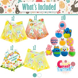 Easter Blue Oval Willow Basket (70 ct) Filled with Treats, Snacks, Candy, Peelable Gummies, Marshmallow Gummies, Bunny and More, Great Package for Family, Friends, Boys and Girls