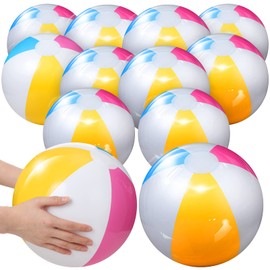12 Pieces Beach Ball for Kids 12 Inch Inflatable Ball Colorful Inflatable Glossy Panel Beach Ball Bulk Floating 16Inch Deflated Size for Swimming Pool Summer Birthday Party Outdoor Activities Supplies