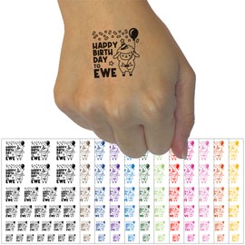 Happy Birthday to Ewe You Lamb Temporary Tattoo Water Resistant Fake Body Art Set Collection - Yellow (One Sheet)