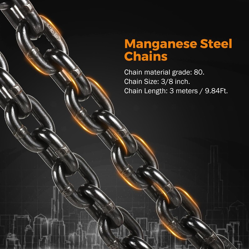 BEAMNOVA Lifting Chains with Adjuster Hooks, 3/8 Inch x 10