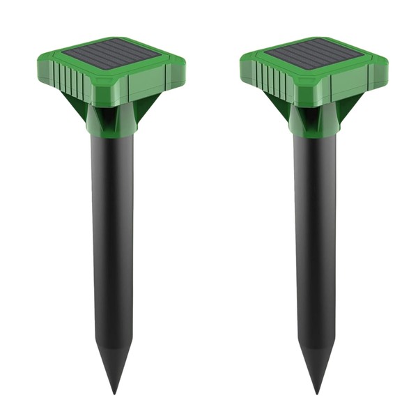 ISOTRONIC Mole Extermination, Solar Rechargeable, Ultrasonic and Vibration Repels Off, Perfect for Fields, Vegetables, Gardens, Etc., For Animals Digging Holes such as Voles and Snakes, Pack of 2