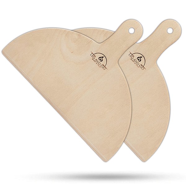 Leo and Gio Pizza Peel Wooden 30 cm Set of 2 Small Pizza Shovel Made of Birch Wood for Home Use Oven Wood Stones Pizza Stone Pizza Accessories Suitable for Pizza Oven G3 Ferrari Ariete Spice