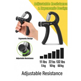 EKODE Fitness Adjustable Grip Strengthener (5–60 kg) – Hand Exerciser with Stainless Steel Spring for Building Strong Wrists, Fingers, Forearms & Hands (Black)