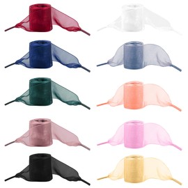 Framendino, 10 Pack Shoe Laces Fashion Ribbon Shoelaces Soft Silk Satin Shoestrings Snow Yarn Shoelace for Women Girls Lady Sneaker 4cm Wide