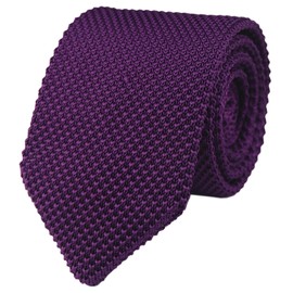 Elfeves Mens Pure Purple Style Knit Neck Ties Long Woven Smart Soft Winter Silk Neckwear