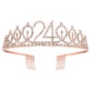 SZHUIHER 24th Birthday Sash and Tiara for Girls, Rose Gold