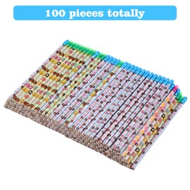 100 Pieces Donut Themed Pencils Cylinder Wood Pencils with Various Donut Element 4 Style Assorted Kids Pencils Girls Birthday Present Party Supplies Student Carnival Prize School Office Supply (100)